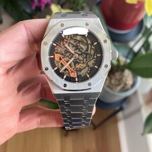 Skeleton Dial Stainless Steel Men's Watch automatic mechanical